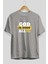 God Is Good Yazılı Ön Baskılı Gri Oversize T-Shirt Unisex Erkek Kadın Bisiklet Yaka 2