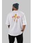 Iron Man (1) Arka Baskılı Beyaz Oversize T-Shirt Bisiklet Yaka Pamuk Erkek Kadın 4