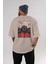 Squid Game (7) Arka Baskılı Bej Oversize T-Shirt Bisiklet Yaka Pamuk Erkek Kadın 4