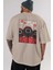 Squid Game (7) Arka Baskılı Bej Oversize T-Shirt Bisiklet Yaka Pamuk Erkek Kadın 5