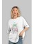 Joker Ön Baskılı Beyaz Oversize T-Shirt Bisiklet Yaka Erkek Kadın 4