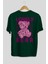 Lonely Bear Arka Baskılı Zümrüt Yeşili Oversize T-Shirt Unisex Erkek Kadın Bisiklet Yaka 2