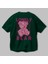Lonely Bear Arka Baskılı Zümrüt Yeşili Oversize T-Shirt Unisex Erkek Kadın Bisiklet Yaka 3