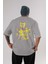 Iron Man (5) Arka Baskılı Gri Oversize T-Shirt Bisiklet Yaka Pamuk Erkek Kadın 1