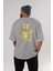 Iron Man (5) Arka Baskılı Gri Oversize T-Shirt Bisiklet Yaka Pamuk Erkek Kadın 4
