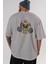 Thanos Gym Arka Baskılı Gri Oversize T-Shirt Bisiklet Yaka Pamuk Erkek Kadın 5