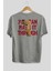 Teddy Bear You Can Make It Arka Baskılı Gri Oversize T-Shirt Unisex Erkek Kadın Bisiklet Yaka 2