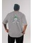 Joker (2) Arka Baskılı Gri Oversize T-Shirt Bisiklet Yaka Pamuk Erkek Kadın 1