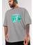 Japan Tokyo Ön Baskılı Gri Oversize T-Shirt Unisex Erkek Kadın Bisiklet Yaka 3