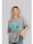 Japan Tokyo Ön Baskılı Gri Oversize T-Shirt Unisex Erkek Kadın Bisiklet Yaka 4