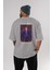 Gecko Moria Arka Baskılı Gri Oversize T-Shirt Unisex Erkek Kadın Bisiklet Yaka 4