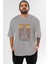 Monkey D. Luff-One Pıece Anime Ön Baskılı Gri Oversize T-Shirt %100 Pamuk Erkek Kadın 1