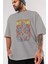 Monkey D. Luff-One Pıece Anime Ön Baskılı Gri Oversize T-Shirt %100 Pamuk Erkek Kadın 3