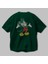 Mickey Arka Baskılı Zümrüt Yeşili Oversize T-Shirt Unisex Erkek Kadın Bisiklet Yaka 3