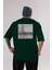 London 2 Arka Baskılı Zümrüt Yeşili Oversize T-Shirt Unisex Erkek Kadın Bisiklet Yaka 1