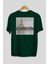 London 2 Arka Baskılı Zümrüt Yeşili Oversize T-Shirt Unisex Erkek Kadın Bisiklet Yaka 2