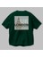 London 2 Arka Baskılı Zümrüt Yeşili Oversize T-Shirt Unisex Erkek Kadın Bisiklet Yaka 3