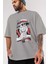 Luff D. Monkey Onepiece Anime Ön Baskılı Gri Oversize T-Shirt %100 Pamuk Erkek Kadın 3