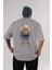 Teddy Bear Born With Style Arka Baskılı Gri Oversize T-Shirt Unisex Erkek Kadın Bisiklet Yaka 1