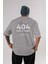404 Not Found Arka Baskılı Gri Oversize T-Shirt Unisex Erkek Kadın Bisiklet Yaka 1