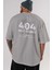 404 Not Found Arka Baskılı Gri Oversize T-Shirt Unisex Erkek Kadın Bisiklet Yaka 5