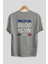 Brooklyn City Yazılı 2 Arka Baskılı Gri Oversize T-Shirt Unisex Erkek Kadın Bisiklet Yaka 2