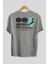 Yamanote Line Arka Baskılı Gri Oversize T-Shirt Unisex Erkek Kadın Bisiklet Yaka 2