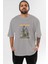 Hopeless Ön Baskılı Gri Oversize T-Shirt Unisex Erkek Kadın Bisiklet Yaka 1
