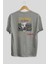 The King Is Here Yazılı Arka Baskılı Gri Oversize T-Shirt Unisex Erkek Kadın Bisiklet Yaka 2