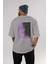 Vision Yazılı Arka Baskılı Gri Oversize T-Shirt Unisex Erkek Kadın Bisiklet Yaka 4