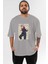 Yuuji Itadori 1 Anime Ön Baskılı Gri Oversize T-Shirt %100 Pamuk Erkek Kadın 1