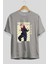 Yuuji Itadori 1 Anime Ön Baskılı Gri Oversize T-Shirt %100 Pamuk Erkek Kadın 2