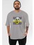 Dead Inside Yazılı Ön Baskılı Gri Oversize T-Shirt Unisex Erkek Kadın Bisiklet Yaka 1