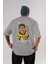 Xi Jinping Bruce Lee Arka Baskılı Gri Oversize T-Shirt Unisex Erkek Kadın Bisiklet Yaka 1