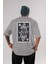 Stormtrooper Playing Card Arka Baskılı Gri Oversize T-Shirt Unisex Erkek Kadın Bisiklet Yaka 1