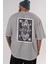 Stormtrooper Playing Card Arka Baskılı Gri Oversize T-Shirt Unisex Erkek Kadın Bisiklet Yaka 5