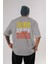 Keep Life Simple Yazılı Arka Baskılı Gri Oversize T-Shirt Unisex Erkek Kadın Bisiklet Yaka 1