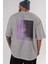 Vision Yazılı Arka Baskılı Gri Oversize T-Shirt Unisex Erkek Kadın Bisiklet Yaka 5