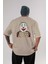 Joker (10) Arka Baskılı Bej Oversize T-Shirt Bisiklet Yaka Pamuk Erkek Kadın 1