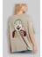 Joker (10) Arka Baskılı Bej Oversize T-Shirt Bisiklet Yaka Pamuk Erkek Kadın 3