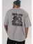Vader Kenobi Arka Baskılı Gri Oversize T-Shirt Bisiklet Yaka Pamuk Erkek Kadın 5