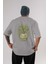 Hulk (3) Arka Baskılı Gri Oversize T-Shirt Bisiklet Yaka Pamuk Erkek Kadın 1