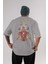 Iron Man (3) Arka Baskılı Gri Oversize T-Shirt Bisiklet Yaka Pamuk Erkek Kadın 1