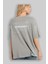 Unknown Yazılı Arka Baskılı Gri Oversize T-Shirt Unisex Erkek Kadın Bisiklet Yaka 3