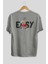 Teddy Bear Easy Arka Baskılı Gri Oversize T-Shirt Unisex Erkek Kadın Bisiklet Yaka 2