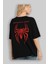 Spiderman (11) Arka Baskılı Siyah Oversize T-Shirt Bisiklet Yaka Pamuk Erkek Kadın 4