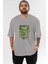Hulk (4) Ön Baskılı Gri Oversize T-Shirt Bisiklet Yaka Pamuk Erkek Kadın 1