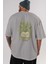 Hulk (3) Arka Baskılı Gri Oversize T-Shirt Bisiklet Yaka Pamuk Erkek Kadın 5