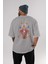 Iron Man (3) Arka Baskılı Gri Oversize T-Shirt Bisiklet Yaka Pamuk Erkek Kadın 4
