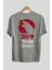 Team Godzilla Arka Baskılı Gri Oversize T-Shirt Bisiklet Yaka Pamuk Erkek Kadın 2
